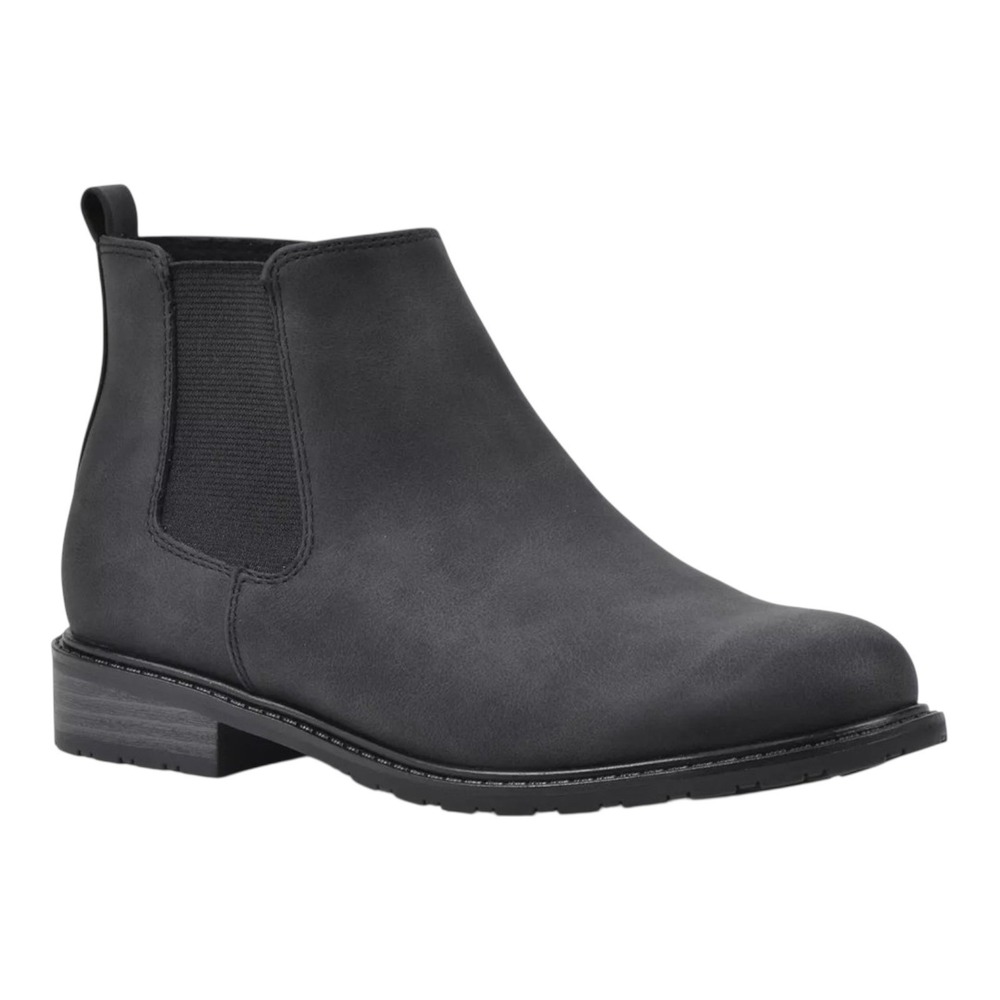 White Mountain Women Black Caching Chelsea Bootie Side Zip‎ Lug Sole Size 9.5